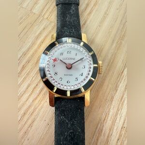 Lucerne ladies Swiss rotating crystals winding mechanical watch